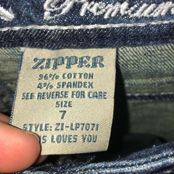 Zipper premium jeans bootcut jeans size 7 dark white stitching denim jeans​​ - Picture 7 of 7